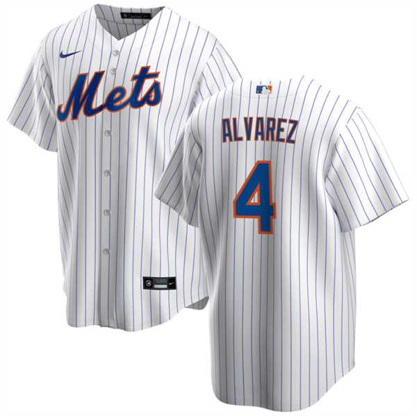 Mens New York Mets #4 Francisco Alvarez White Cool Base Stitched Baseball Jersey Dzhi